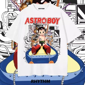 (🔥RHYTHM🔥) เสื้อ ASTRO BOY คอชิด ผ้าเฟดดำ ผ้านิ่ม หนาใส่สบาย COTTON COMB ทรง OVERSIZE ไม่มีตะเข็บข้าง