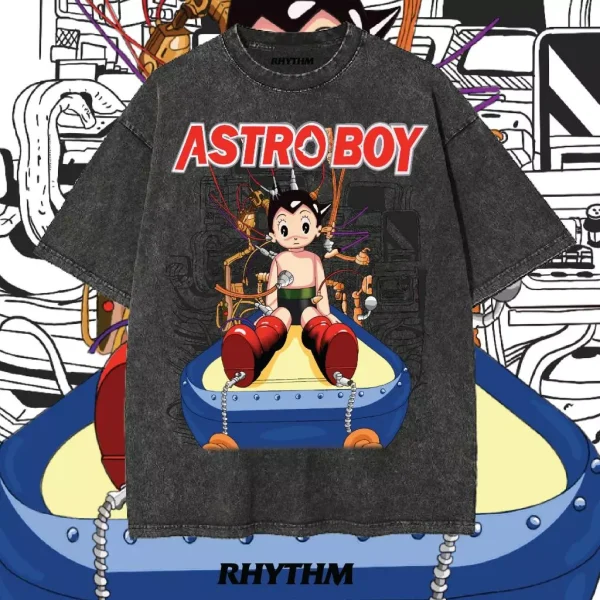 (🔥RHYTHM🔥) เสื้อ ASTRO BOY คอชิด ผ้าเฟดดำ ผ้านิ่ม หนาใส่สบาย COTTON COMB ทรง OVERSIZE ไม่มีตะเข็บข้าง - Image 3